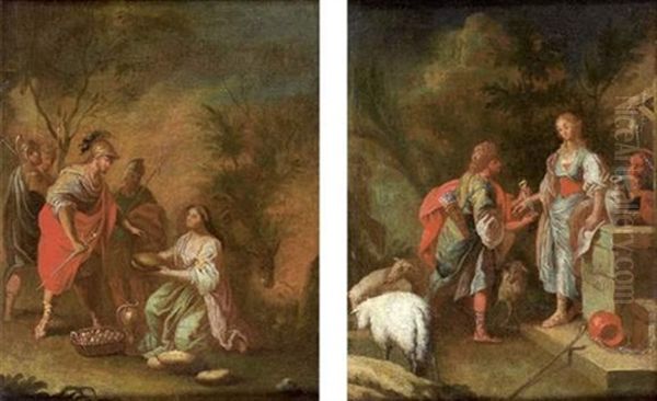 Isaac Et Rebecca (+ David Et Abigail; Pair) by Jacopo Amigoni