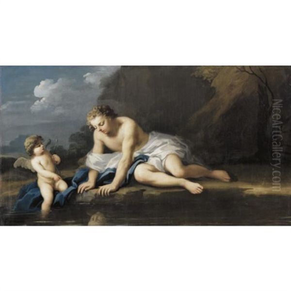 Narcissus And Cupid Oil Painting by Jacopo Amigoni