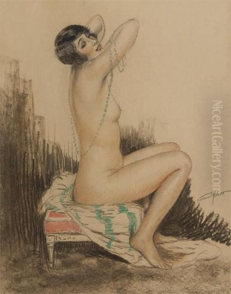 Femme Nue Assise Oil Painting by William Albert Ablett