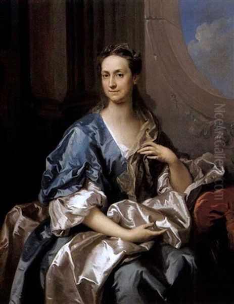 Portait De Dame A La Robe Bleue Oil Painting by Jacopo Amigoni