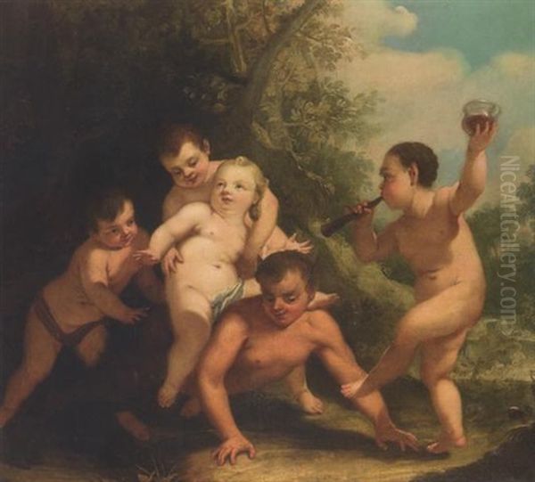 Baccanale Con Fauno E Putti Oil Painting by Jacopo Amigoni