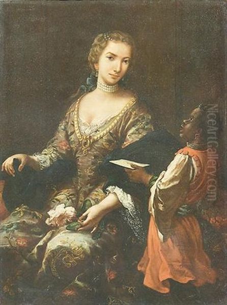 Ritratto Di Gentildonna Con Moretto Oil Painting by Jacopo Amigoni