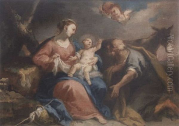 The Rest On The Flight Into Egypt Oil Painting by Jacopo Amigoni