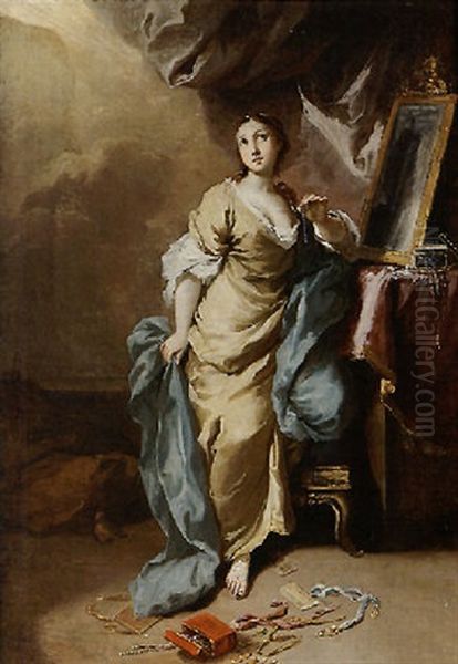 Figura Allegorica Femminile (maddalena Come Vanitas?) Oil Painting by Jacopo Amigoni