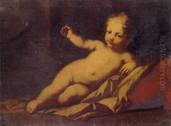 Cupid Holding A Broken Arrow Oil Painting by Jacopo Amigoni