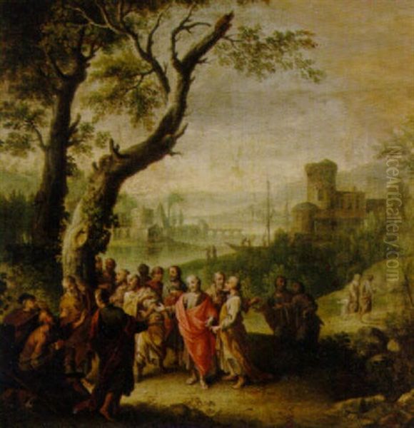 Christ Healing The Blind Man Oil Painting by Jacopo Amigoni