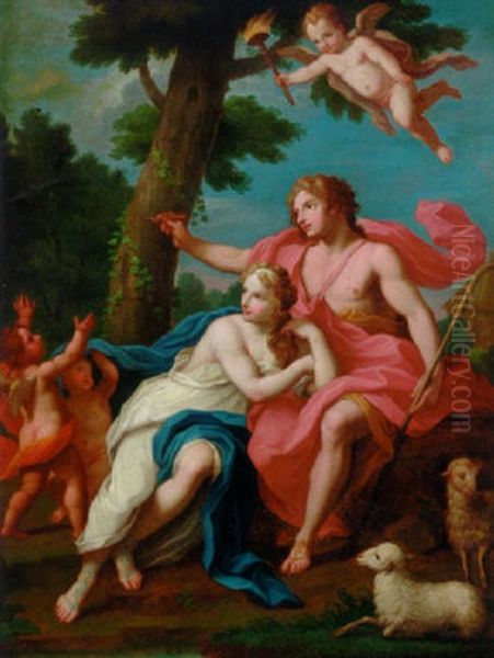 Angelica And Medoro Oil Painting by Jacopo Amigoni