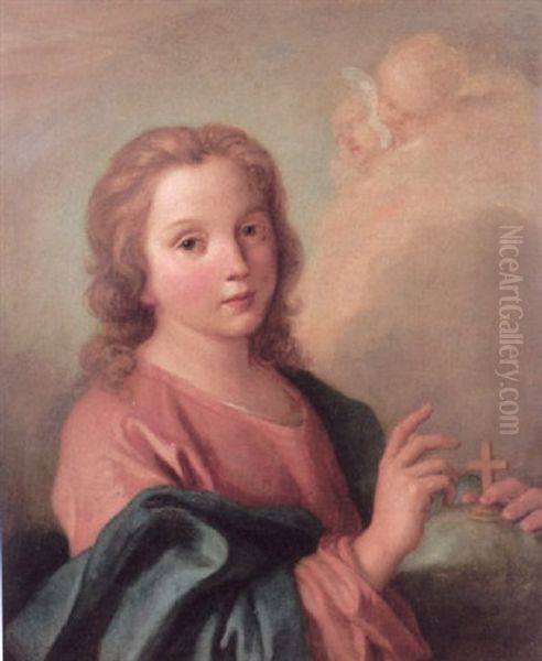 The Infant Christ Salvator Mundi Oil Painting by Jacopo Amigoni