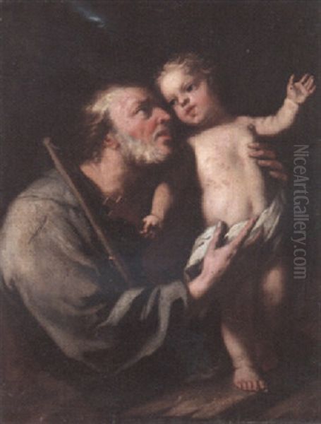 Saint Joseph With The Christ Child Oil Painting by Jacopo Amigoni