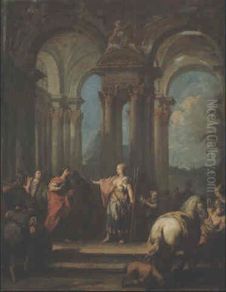 La Rencontre D'antoine Et De Cleopatre Oil Painting by Jacopo Amigoni