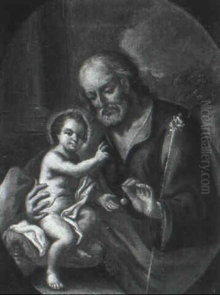 Saint Joseph With The Infant Christ Oil Painting by Jacopo Amigoni