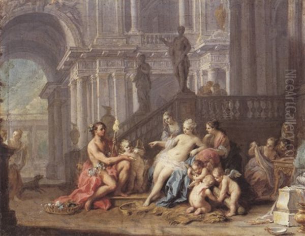 Hercules And Omphale Oil Painting by Jacopo Amigoni