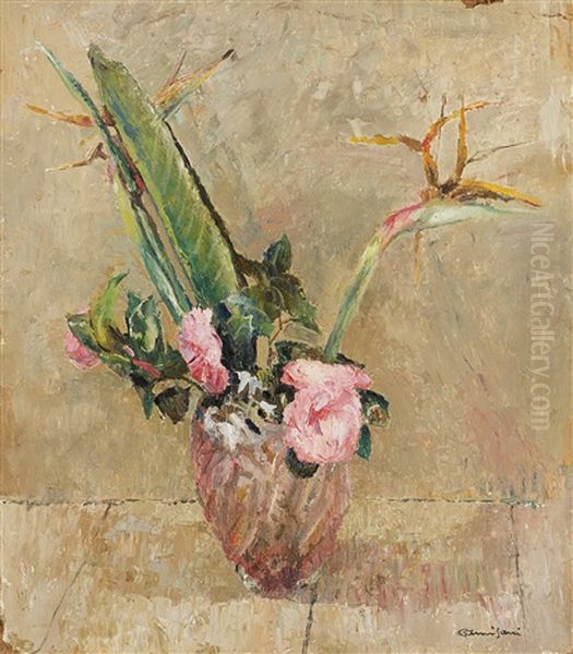 Vaso Con Fiori Oil Painting by Giuseppe Amisani