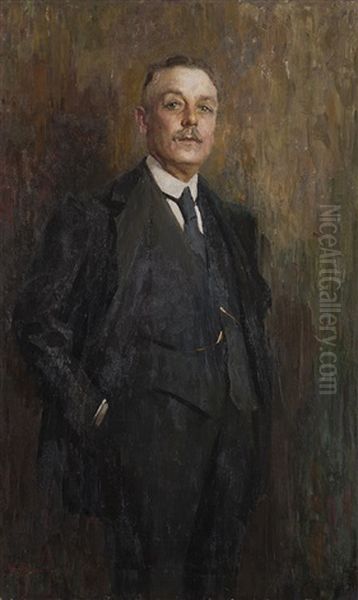 Ritratto Di Giuseppe Fermi, Zio Di Enrico Fermi Premio Nobel Per La Fisica Oil Painting by Giuseppe Amisani