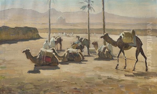 Sosta Nel Deserto Oil Painting by Giuseppe Amisani