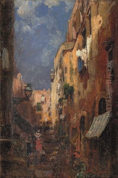 Vicolo Di Napoli Oil Painting by Giuseppe Amisani