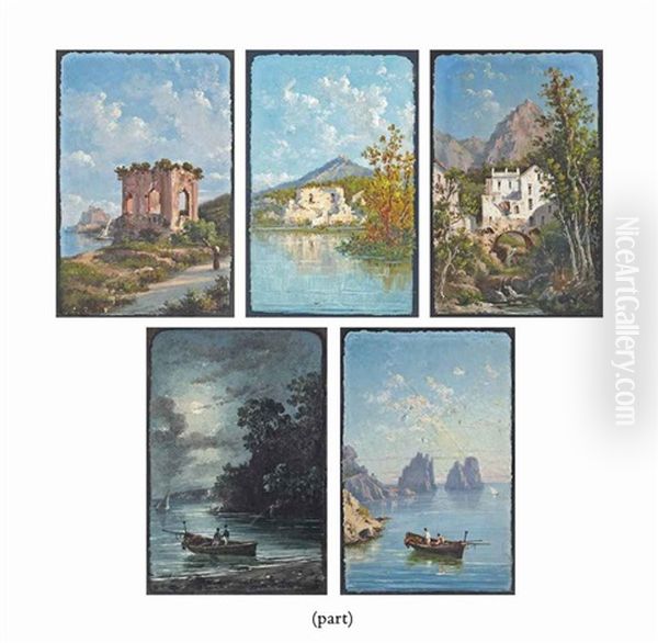 Five Neapolitan Scenes Oil Painting by Domenico Ammirato