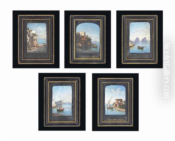 Scenes Of Naples (5 Works) Oil Painting by Domenico Ammirato