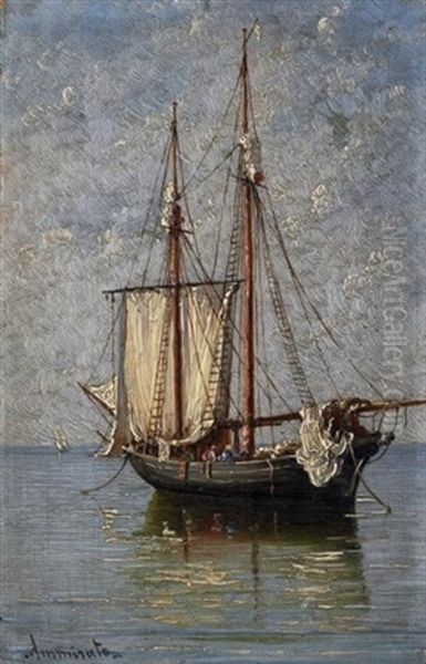 Fischerboot Auf Ruhiger See Oil Painting by Domenico Ammirato