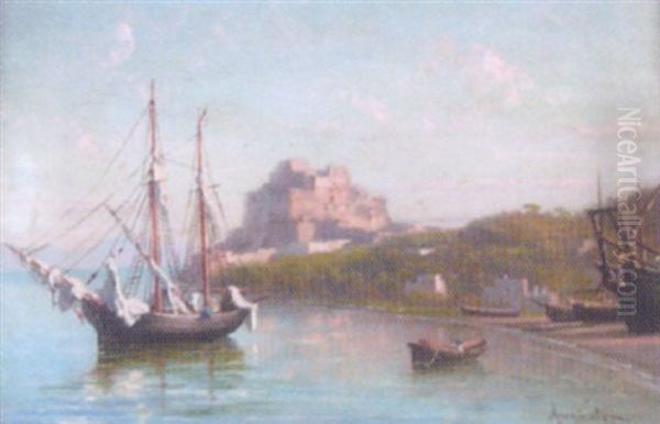 View On The Neapolitan Coast Oil Painting by Domenico Ammirato