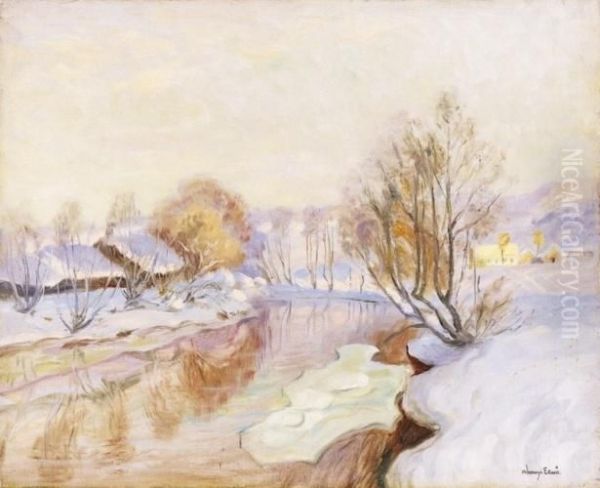 Winter Landscep Oil Painting by Erno Abonyi