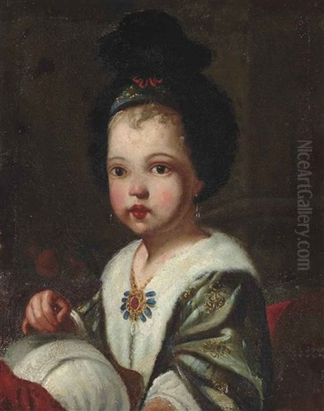 Portrait Of A Girl As A Seamstress Oil Painting by Antonio Mercurio Amorosi