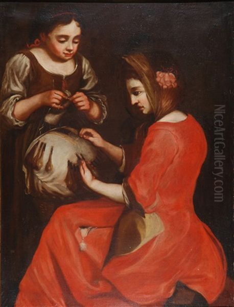 Le Merlettaie Oil Painting by Antonio Mercurio Amorosi