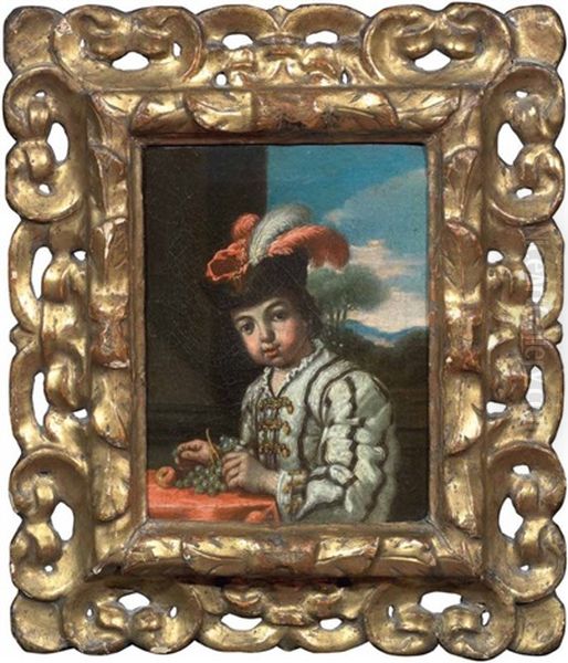 Ritratto Di Fanciullo Con Cappello Piumato Oil Painting by Antonio Mercurio Amorosi