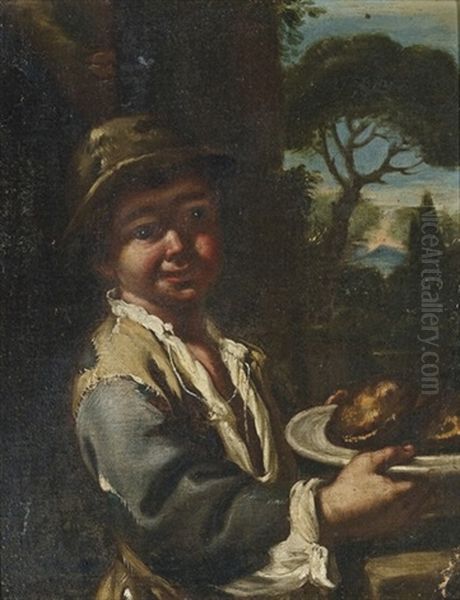 Ragazzo Con Dolci In Un Piatto Oil Painting by Antonio Mercurio Amorosi