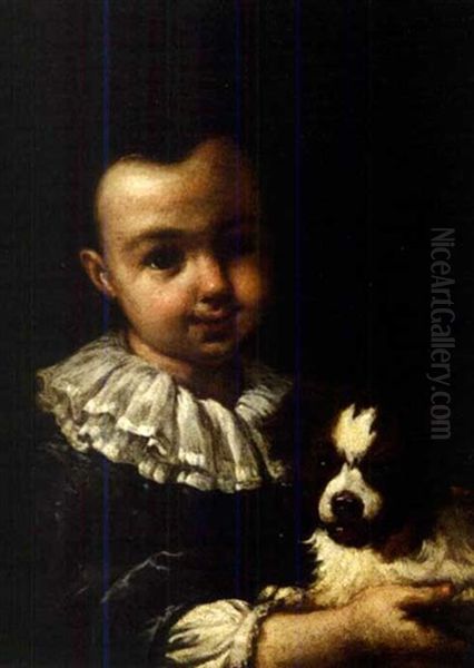 Boy With A Dog Oil Painting by Antonio Mercurio Amorosi