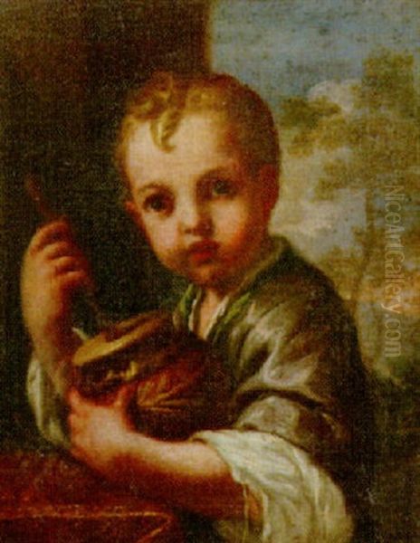 Study Of A Young Boy With A Jar Oil Painting by Antonio Mercurio Amorosi