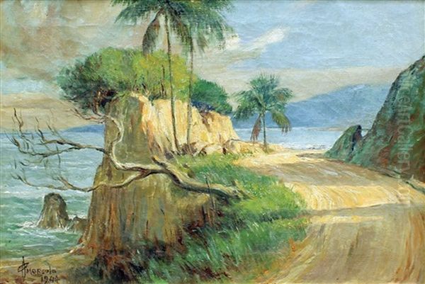 Road By The Sea Oil Painting by Pablo Amorsolo