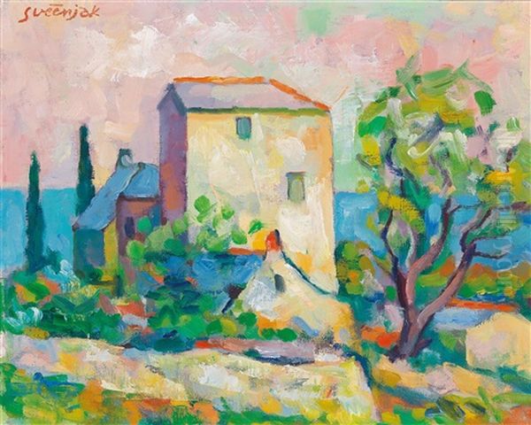 House By The Coast Oil Painting by Vilim Amort