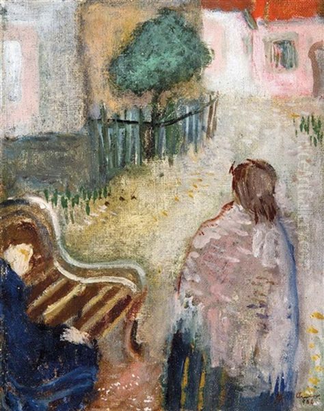 Women In The Garden Oil Painting by Imre Amos