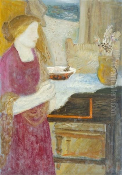 Woman At Table Oil Painting by Imre Amos