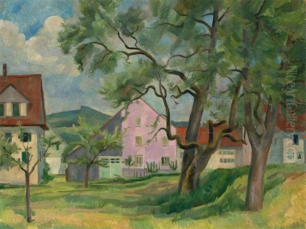 Pink House Oil Painting by Robert Amrein