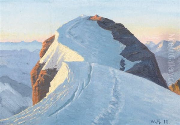 Gipfel Des Titlis In Engelberg Oil Painting by Wilhelm Amrhein