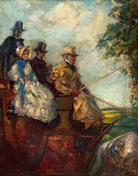 Four-in-hand Oil Painting by John Henry Amshewitz