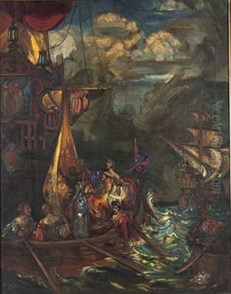 Preparing For The Voyage Oil Painting by John Henry Amshewitz