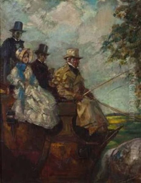 Four In Hand Oil Painting by John Henry Amshewitz