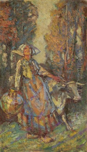 The Dairymaid Oil Painting by John Henry Amshewitz