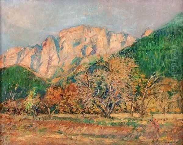 French Hoek Mountain [sic] Oil Painting by John Henry Amshewitz