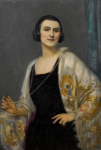 Portrait Of Sarah Briana Amshewitz, The Artist's Wife Oil Painting by John Henry Amshewitz