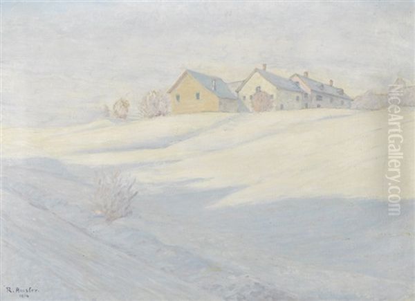 Winterlandschaft Mit Dorf Oil Painting by Richard Emil Amsler