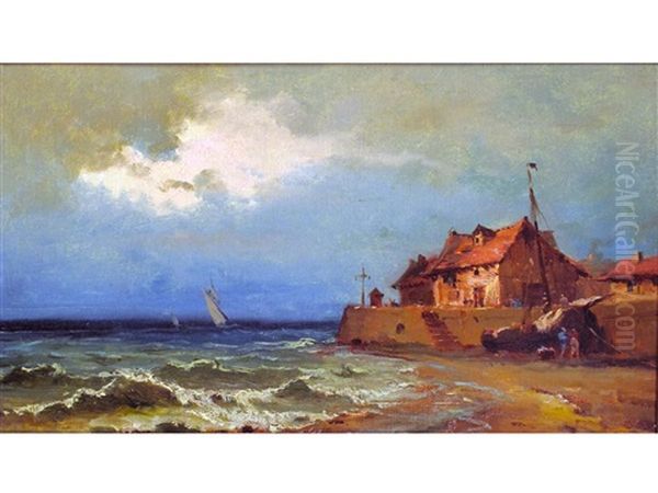 Case Di Pescatori In Normandia Oil Painting by Eugenio Amus