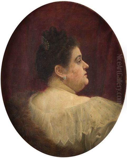 Retrato De Dama De Perfil Oil Painting by Federico Amutio