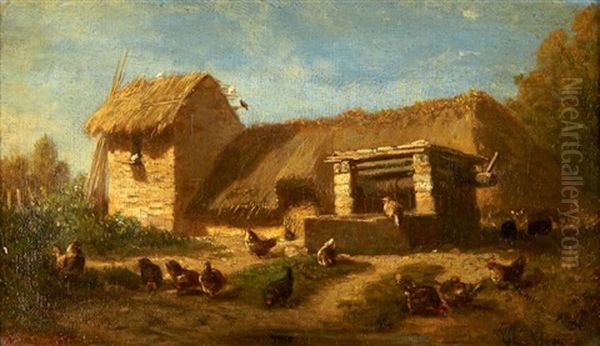 La Basse Cour Oil Painting by Auguste Paul Charles Anastasi