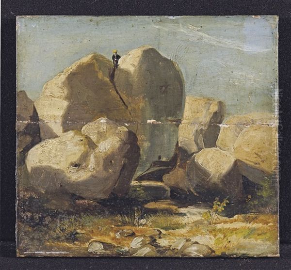 Rocher A Fontainebleau Oil Painting by Auguste Paul Charles Anastasi