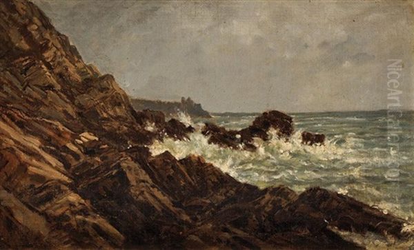 Cote Rocheuse En Bretagne Sud, Pres De Pont-aven Oil Painting by Auguste Paul Charles Anastasi