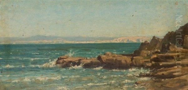 Rochers Et Mer Bleue, Douarnenez, Bretagne by Auguste Paul Charles Anastasi